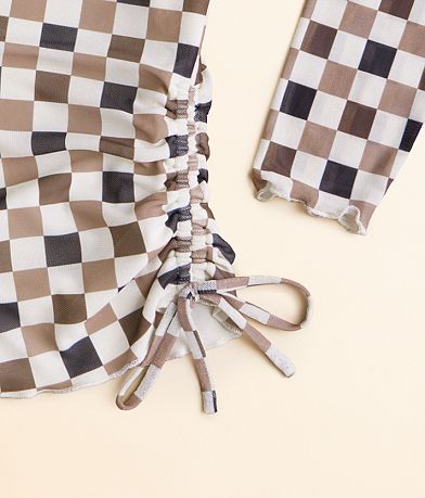 Willow &amp; Root Girls - Checkered Mesh Top misc detail 1 view
