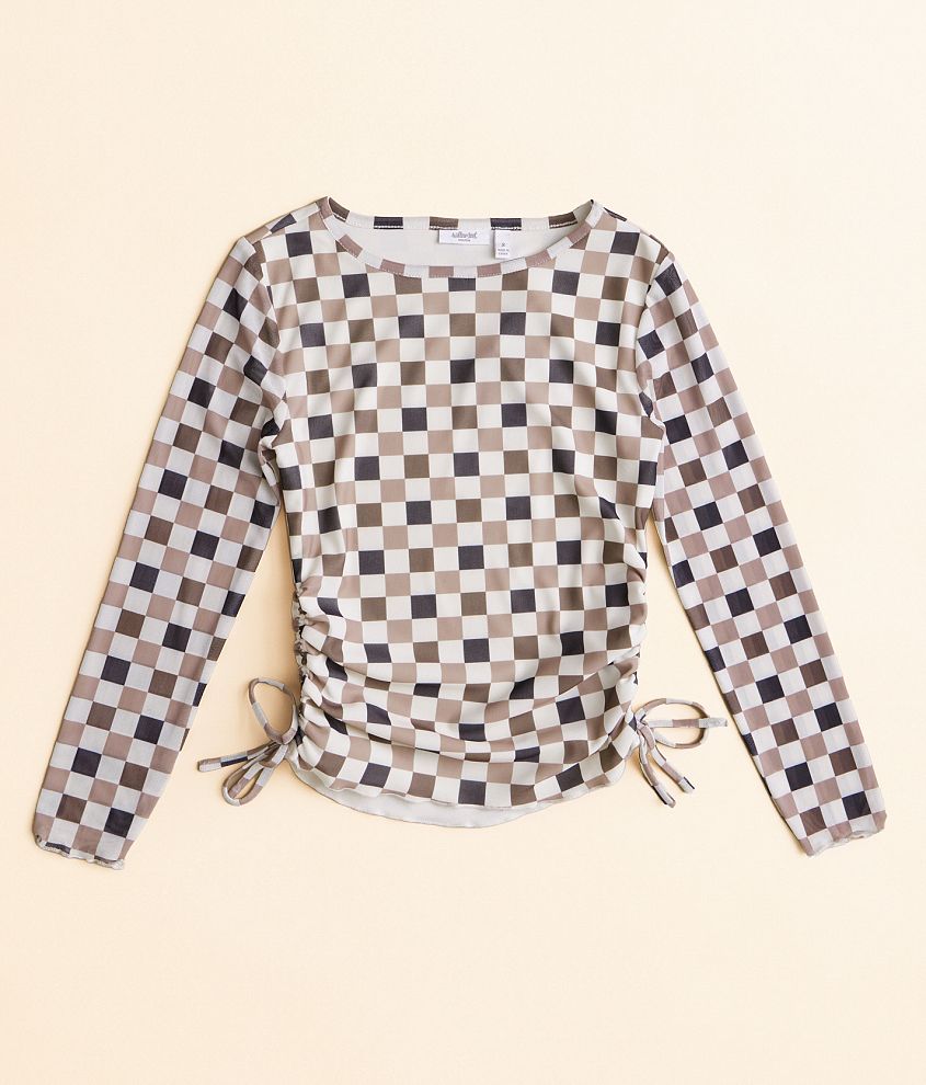 Girls - Willow &#38; Root Checkered Mesh Top front view