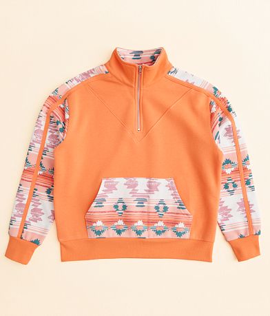 BKE Girls - Quarter Zip Southwestern Pullover front view