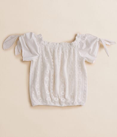 BKE Girls - Crochet Off The Shoulder Top front view