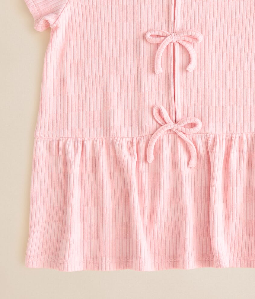 Girls - Faux Front Tie Checkered Top