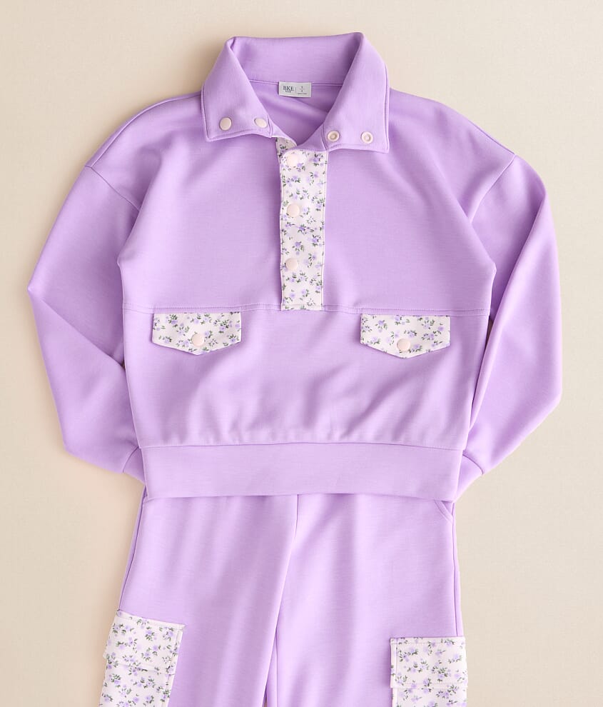 Girls - Floral Trim Pullover