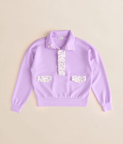 BKE Girls - Floral Trim Pullover front view