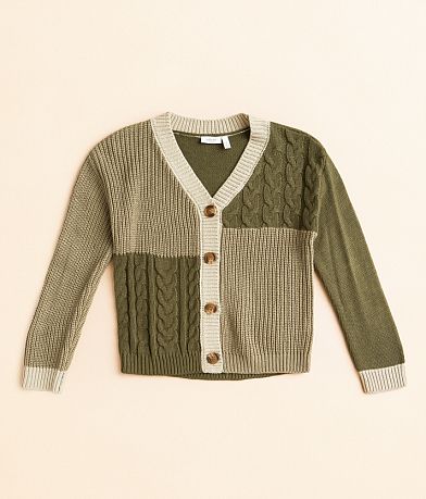 Willow & Root Girls - Cable Knit Cardigan Sweater front view