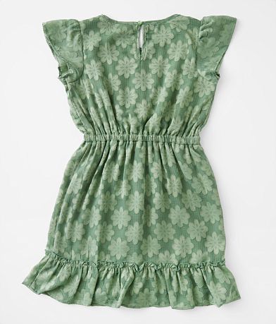Willow &amp; Root Girls - Floral Lace Overlay Dress back view