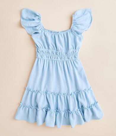 Willow & Root Girls - Flowy Tiered Mini Dress front view