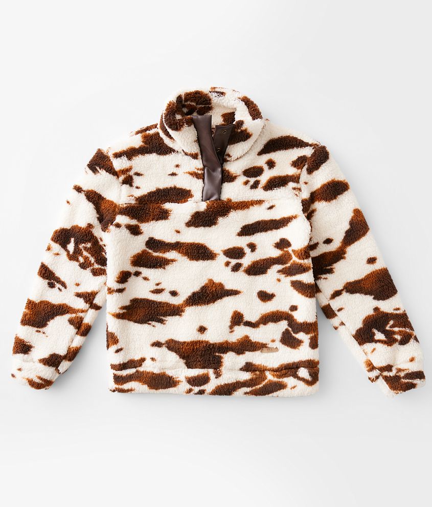 Cow print fleece discount hoodie