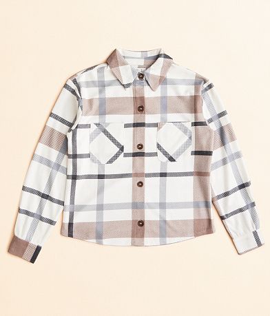 BKE Girls - Plaid Knit Shirt front view