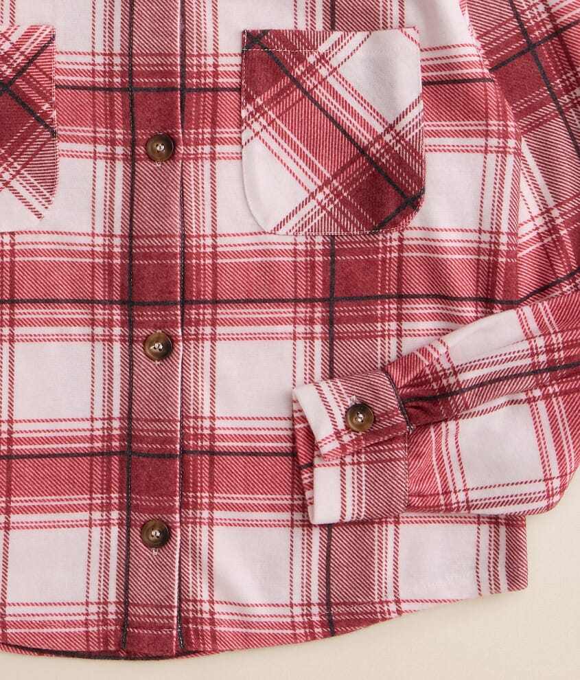 Girls - Brushed Plaid Knit Shirt