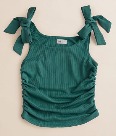 BKE Girls - Ruched Rib Knit Tank Top front view