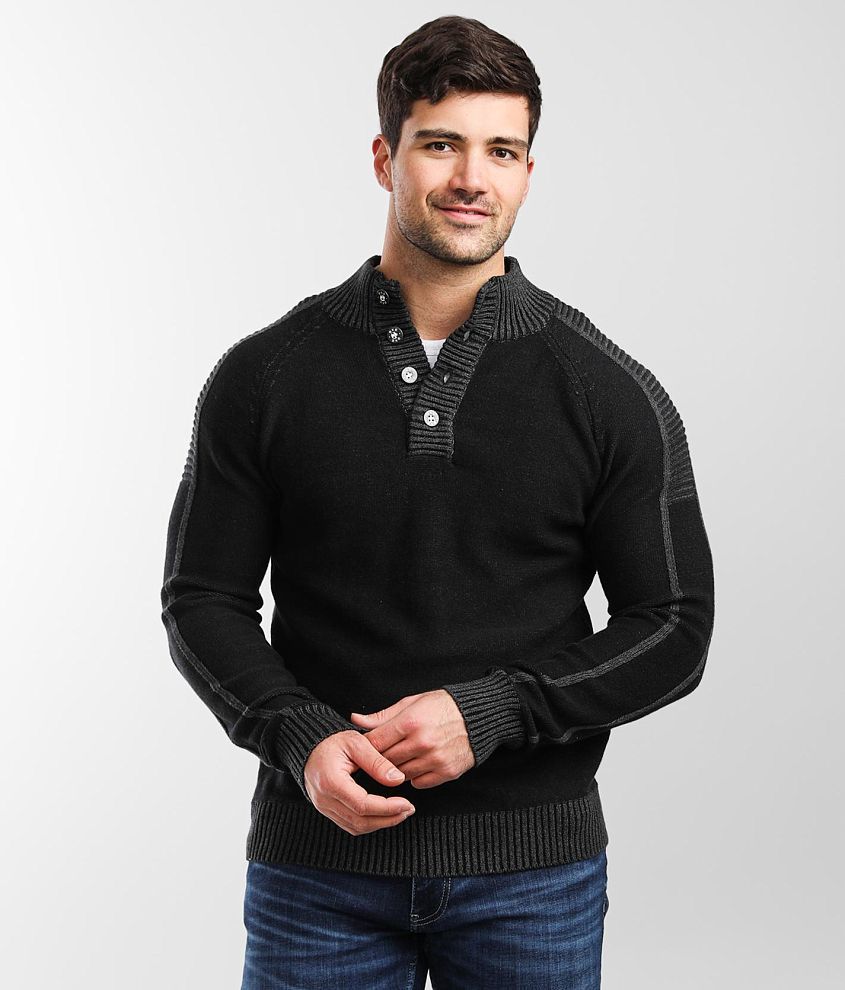 BKE Charles Henley Sweater - Men's Sweaters in Black Charcoal | Buckle