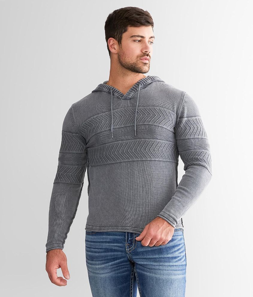 BKE Textured Knit Hooded Sweater front view