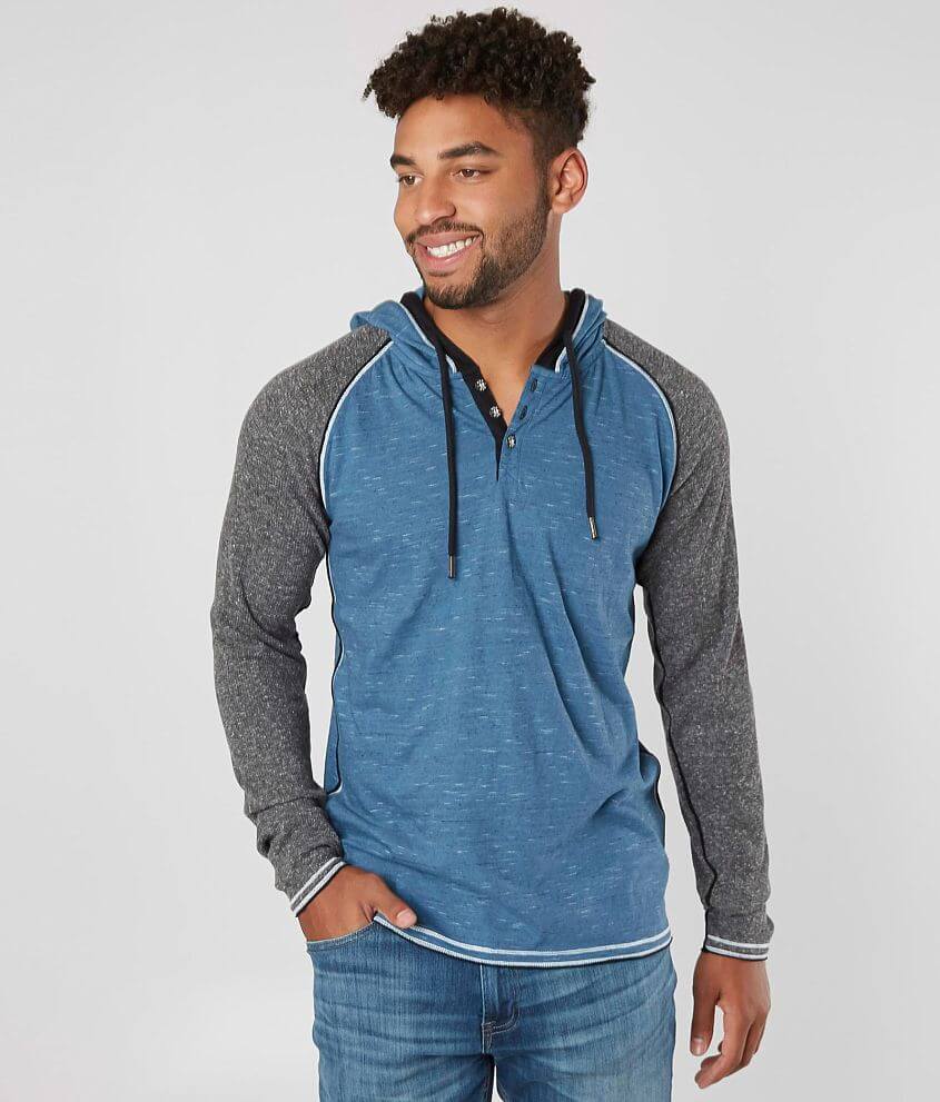 BKE Nubby Pieced Henley Hoodie front view