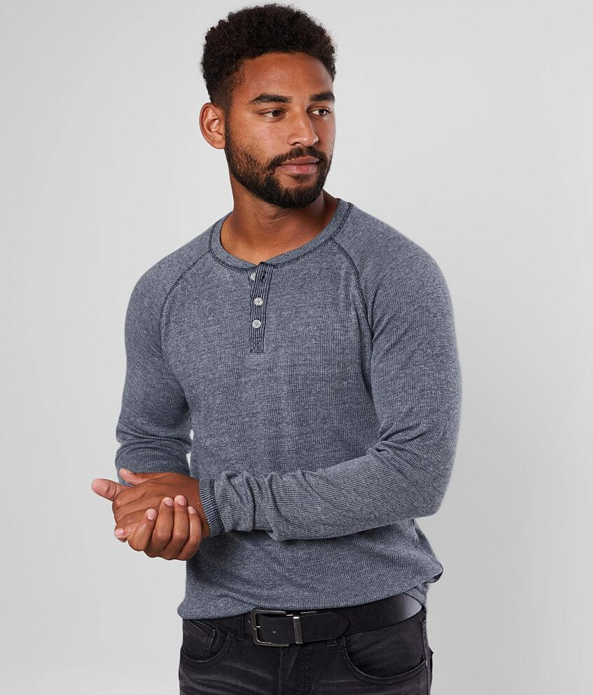 BKE Ribbed Henley front view