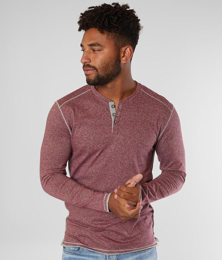 BKE Raw Edge Henley front view