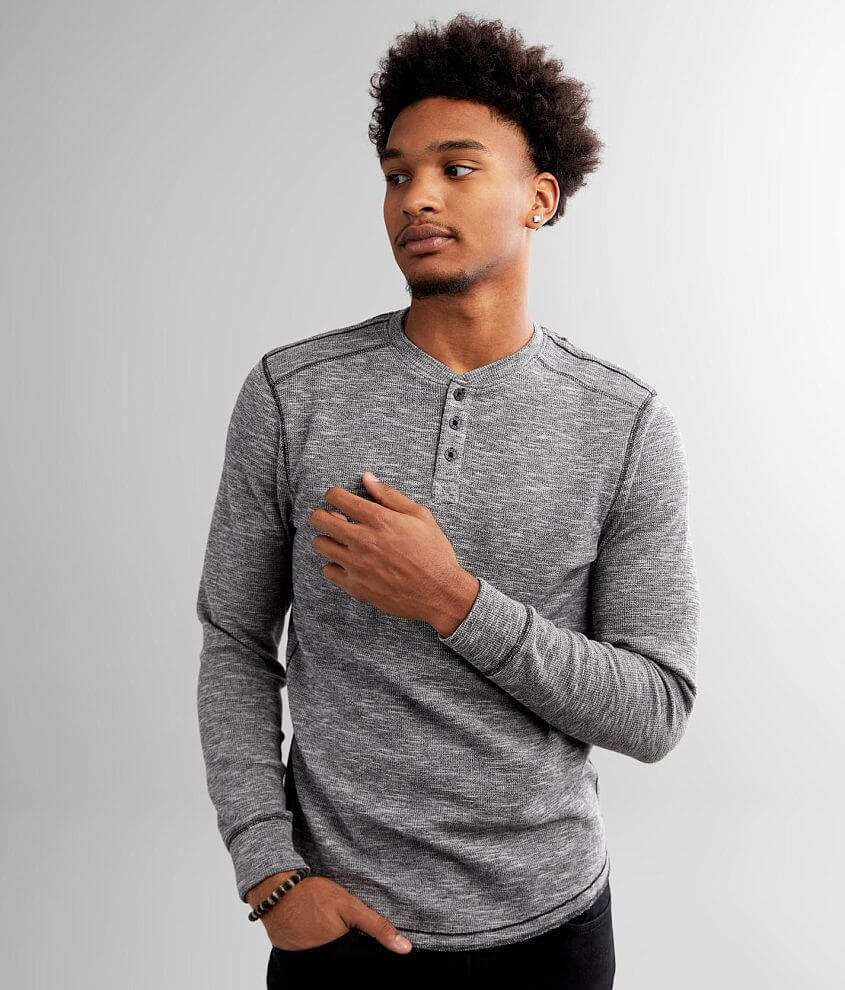 BKE Heathered Thermal Henley front view