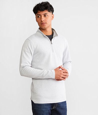 BKE Ribbed Henley Hoodie - Men's Sweatshirts in White