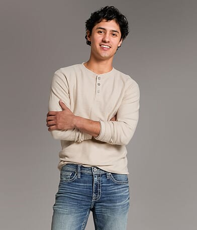 BKE Slub Knit Henley front view