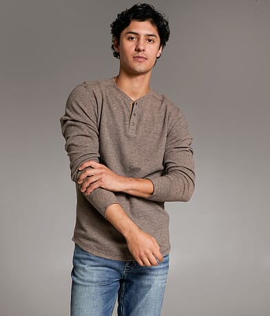 BKE Marled Snap Henley front view