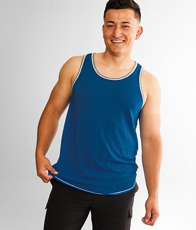 BKE Striped Tank Top - Men's Tank Tops in Fusion Coral