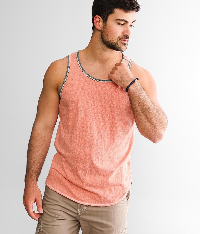 BKE Striped Tank Top - Men's Tank Tops in Fusion Coral | Buckle