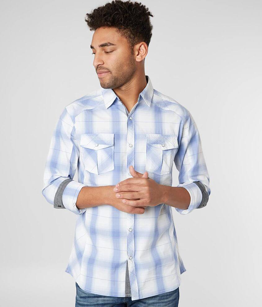 BKE Plaid Athletic Stretch Shirt - Men's Shirts in Blue White | Buckle