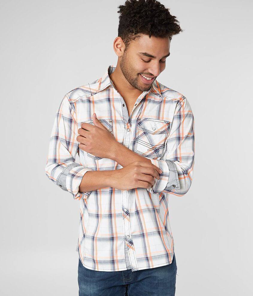 BKE Neon Plaid Standard Stretch Shirt front view