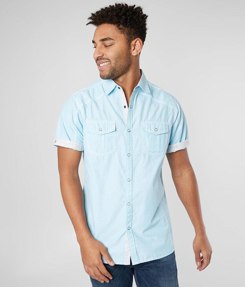 BKE Solid Standard Shirt - Men's Shirts in Cyan | Buckle