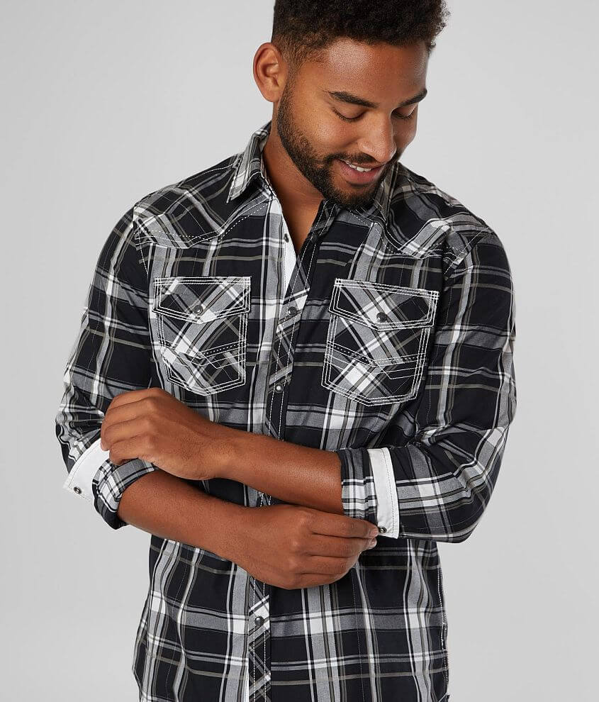 BKE Plaid Athletic Shirt - Men's Shirts in Black White | Buckle