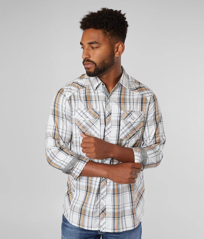 BKE Plaid Athletic Shirt - Men's Shirts in Grey Orange | Buckle