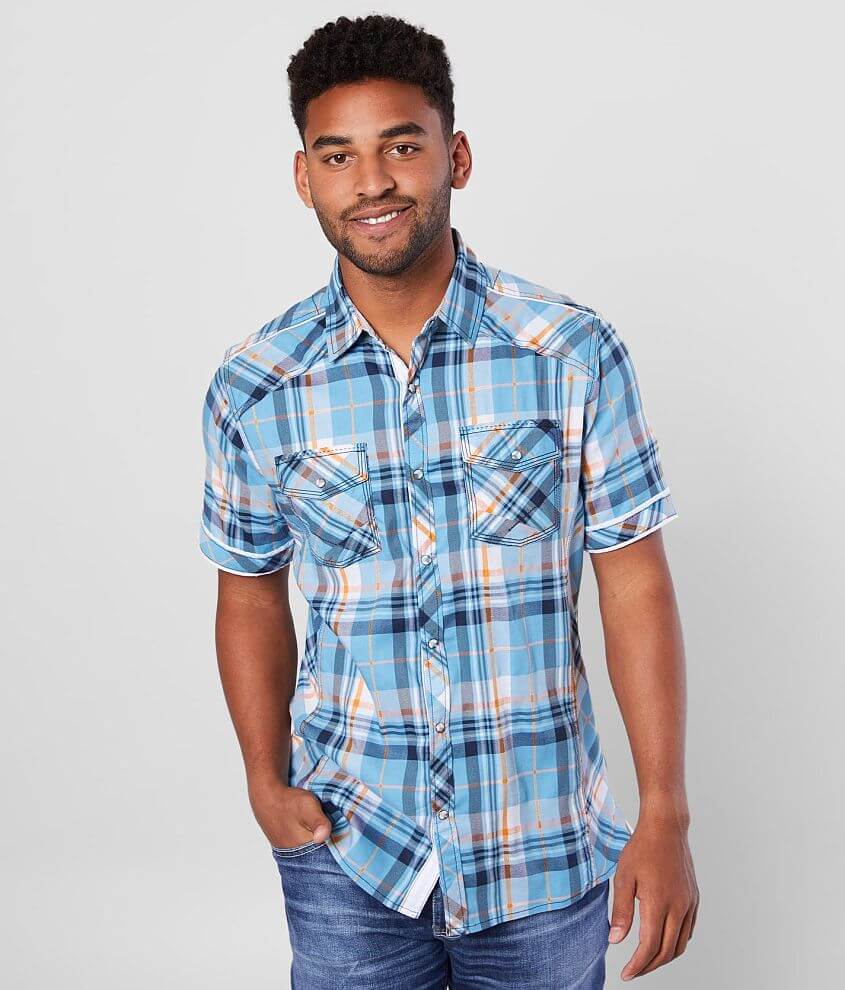 BKE Plaid Athletic Stretch Shirt front view