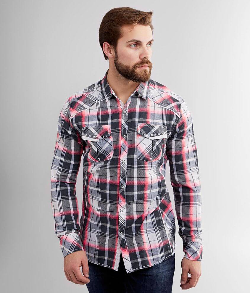 BKE Neon Plaid Athletic Shirt front view