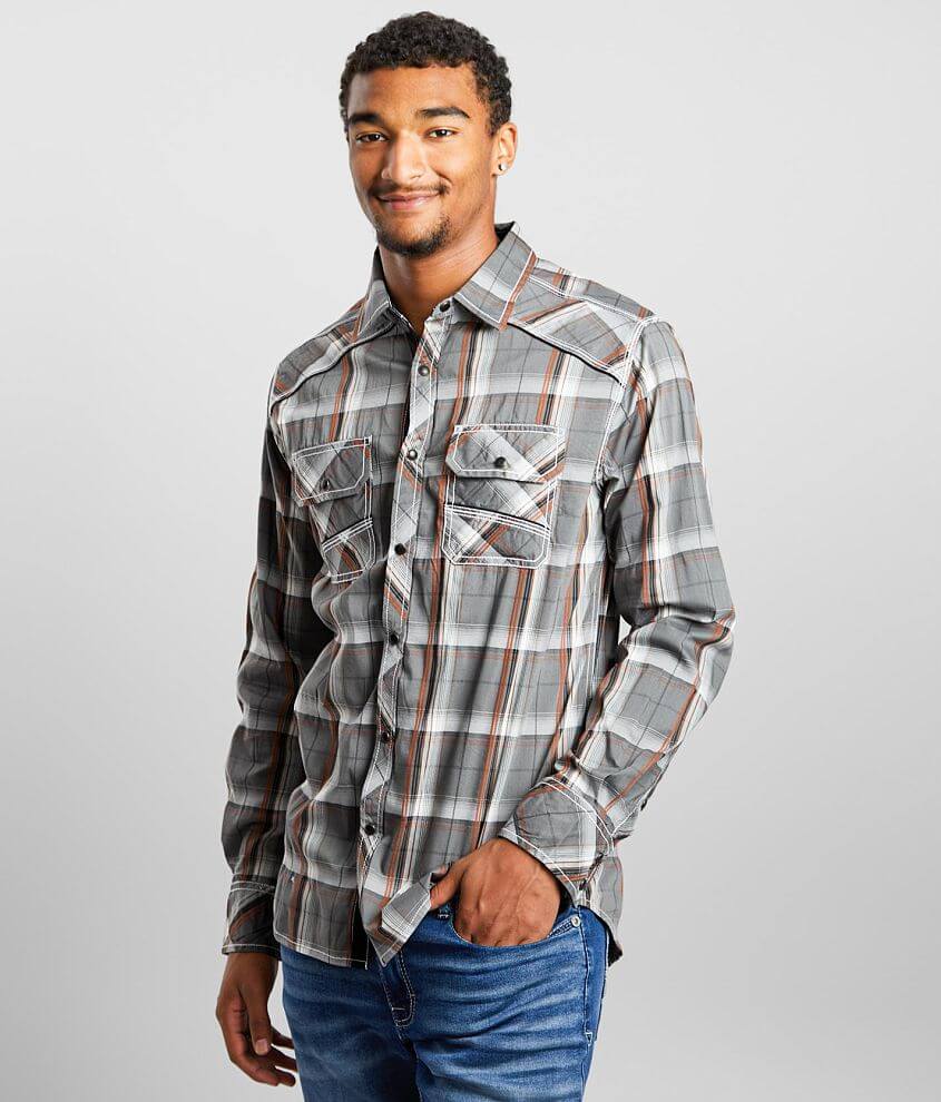 BKE Plaid Standard Stretch Shirt front view