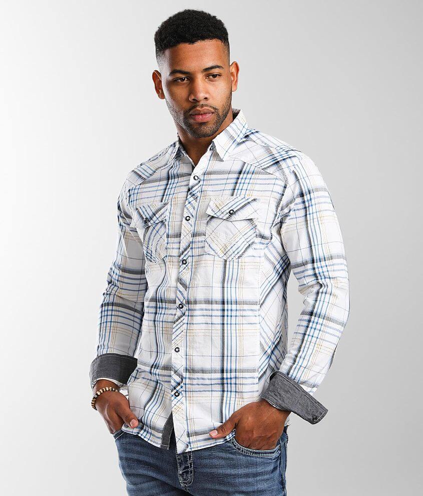 BKE Plaid Athletic Stretch Shirt - Men's Shirts in Black Yellow | Buckle