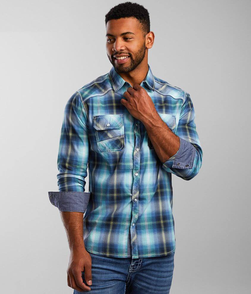 BKE Plaid Athletic Stretch Shirt front view