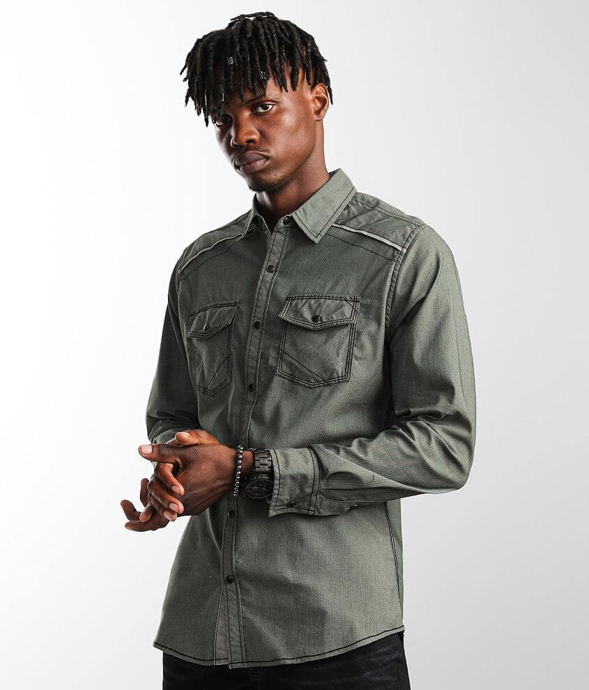 BKE Herringbone Tailored Stretch Shirt front view