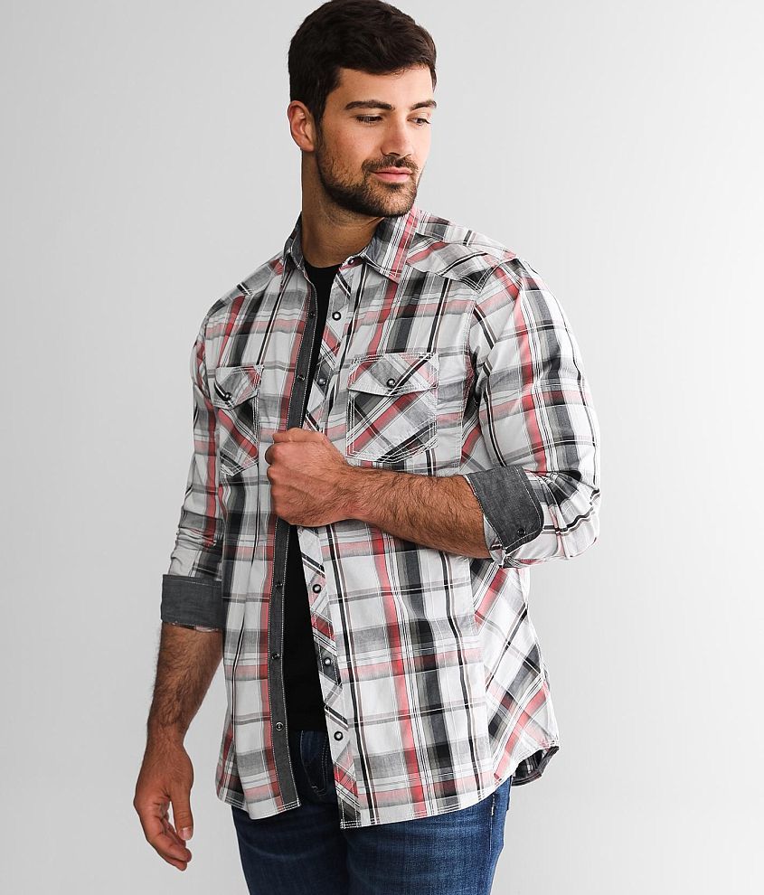 BKE Plaid Athletic Stretch Shirt front view