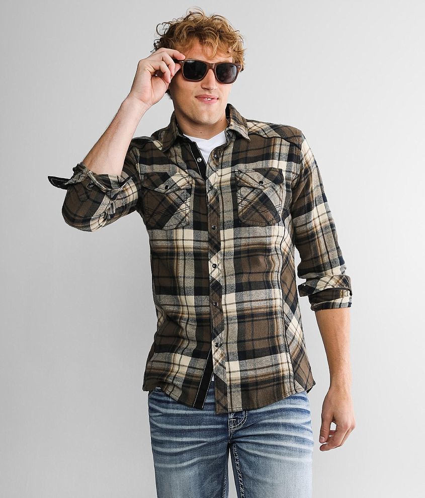 BKE Plaid Tailored Flannel Shirt front view