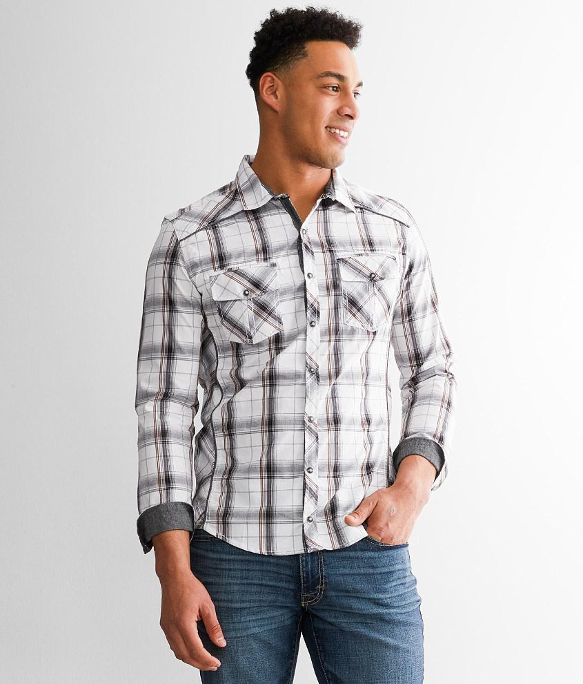 BKE Plaid Tailored Stretch Shirt front view