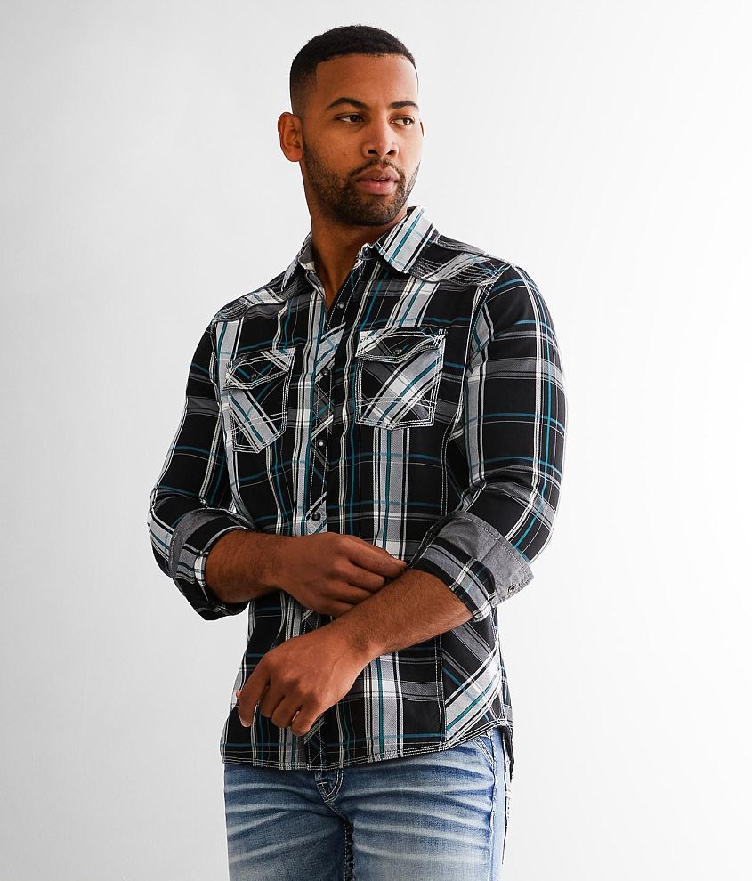 BKE Plaid Athletic Shirt - Men's Shirts in Blue Black | Buckle