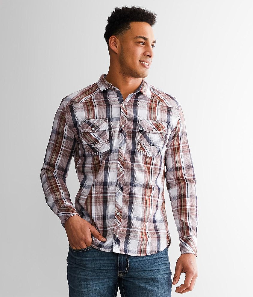 BKE Plaid Tailored Shirt front view