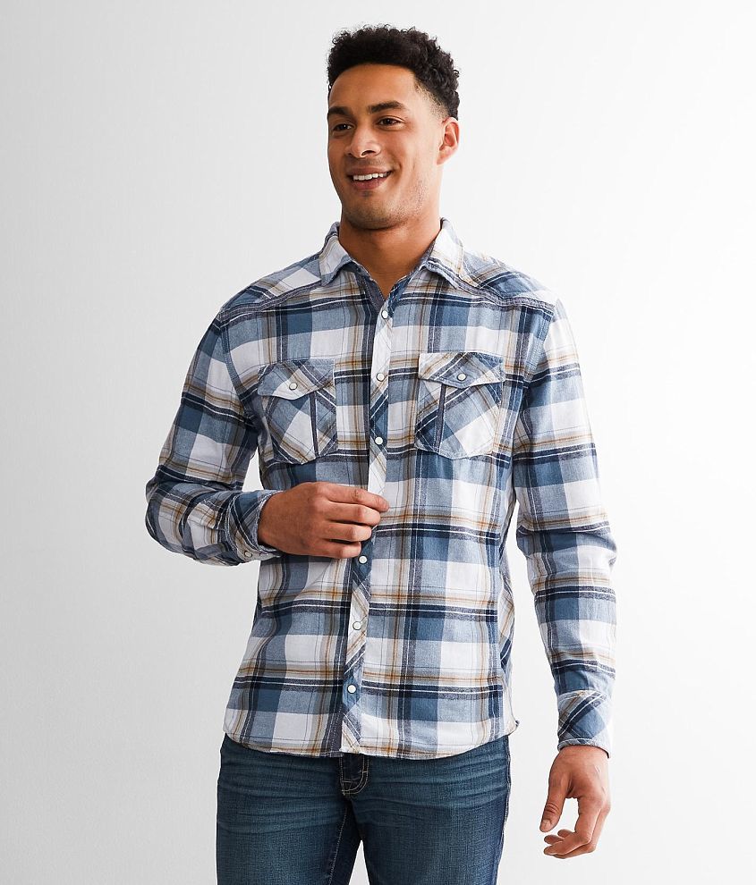 BKE Brushed Plaid Athletic Shirt front view