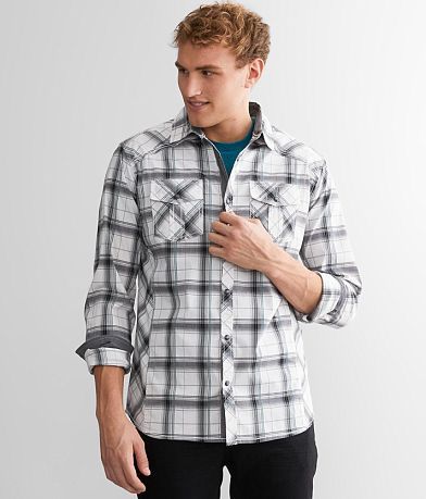BKE Plaid Athletic Stretch Shirt front view