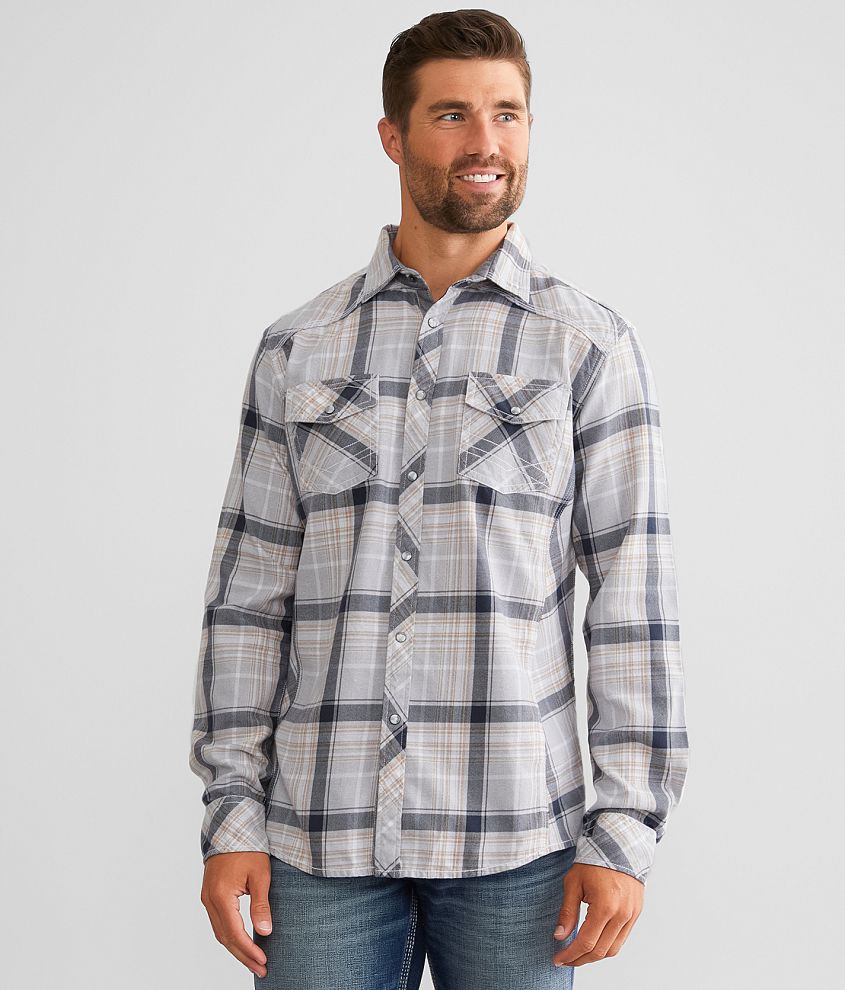 BKE Plaid Athletic Shirt - Men's Shirts in Grey White | Buckle