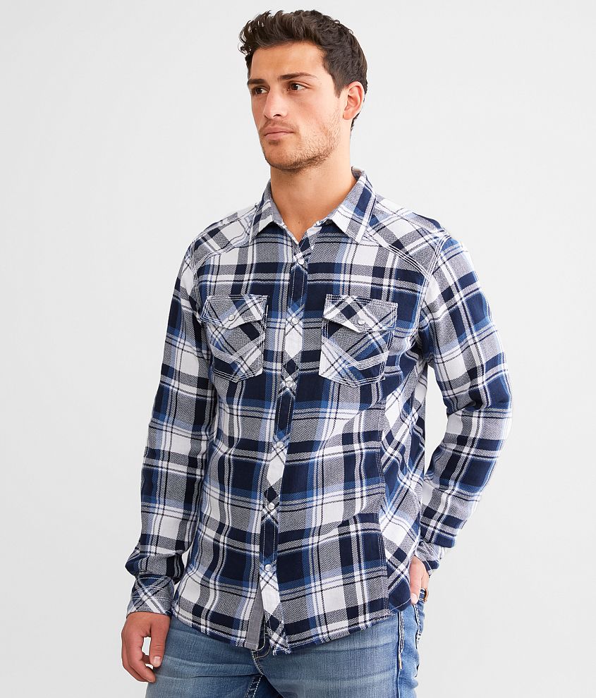 BKE Plaid Standard Shirt - Men's Shirts in White Blue Navy | Buckle