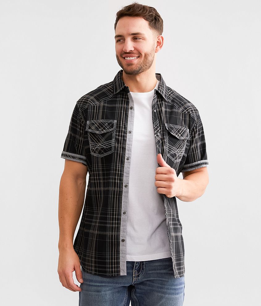 BKE Plaid Athletic Stretch Shirt front view