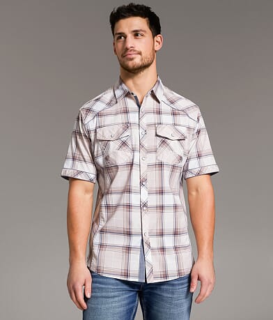 BKE Plaid Athletic Stretch Shirt front view