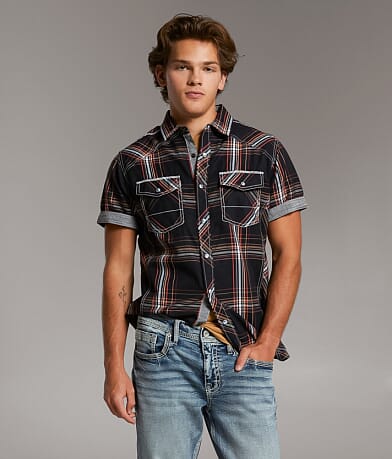 BKE Plaid Standard Shirt front view