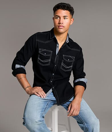 BKE Solid Athletic Stretch Shirt front view