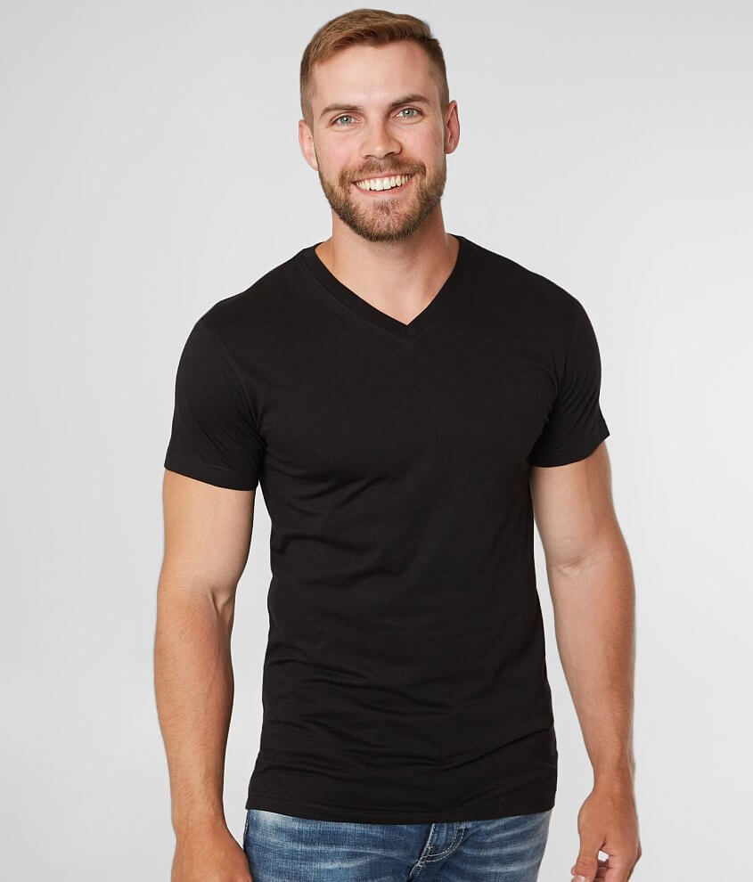 BKE Basic Extended V-Neck T-Shirt - Men's T-Shirts in Black | Buckle
